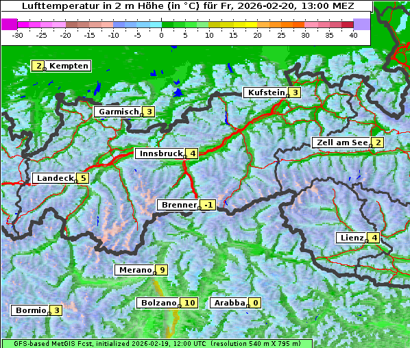 Temperatur, 20. 2. 2026