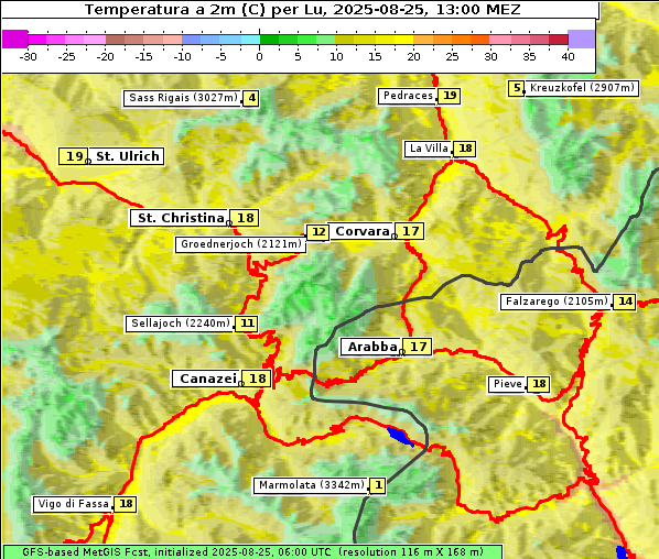 Temperatur, 25. 8. 2025