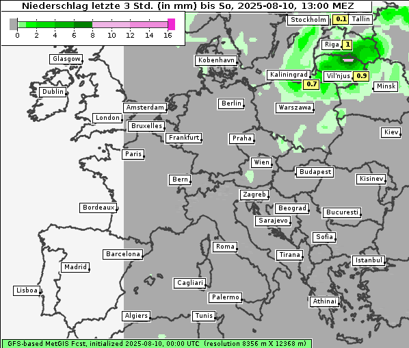 Niederschlag, 10. 8. 2025