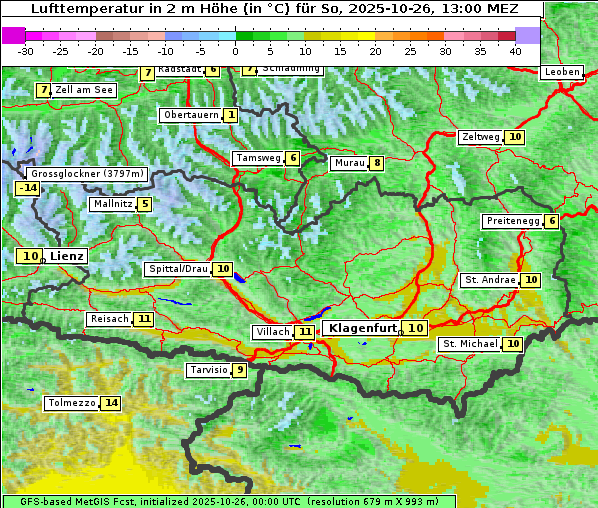 Temperatur, 26. 10. 2025