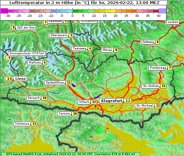 Temperatur, 22. 2. 2026