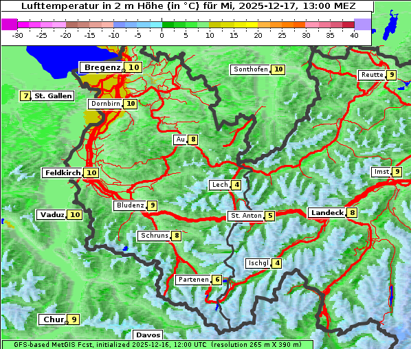 Temperatur, 17. 12. 2025