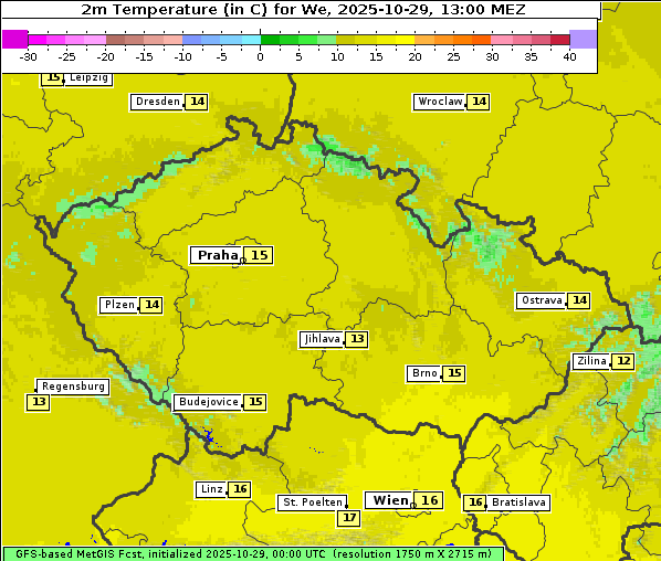 Temperatur, 29. 10. 2025