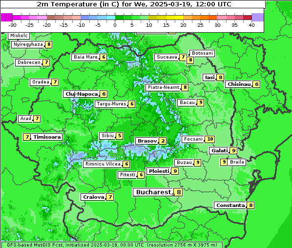 Temperatur, 19. 3. 2025