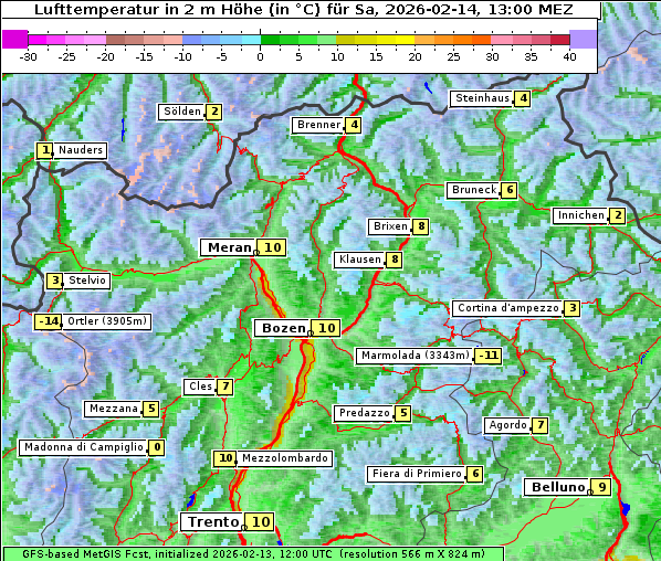 Temperatur, 14. 2. 2026