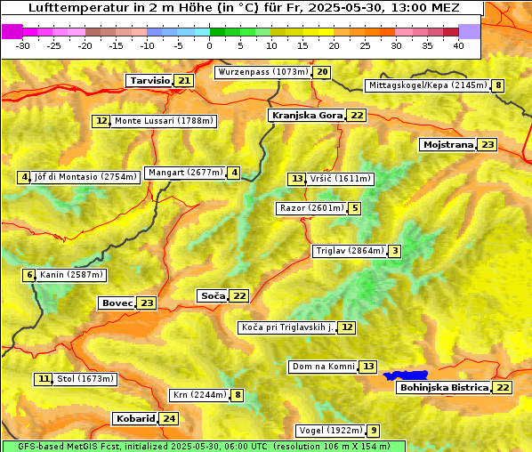 Temperatur, 30. 5. 2025