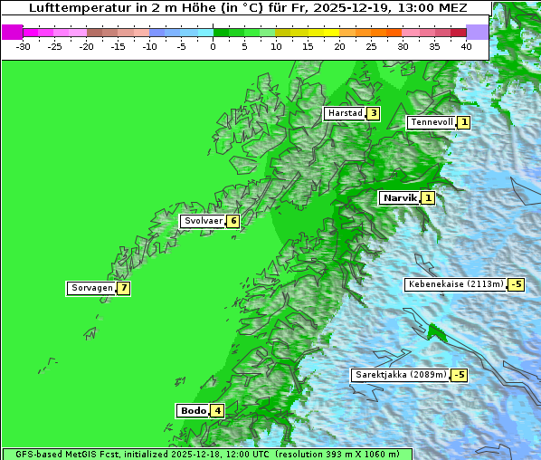 Temperatur, 19. 12. 2025