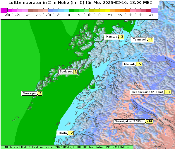 Temperatur, 16. 2. 2026