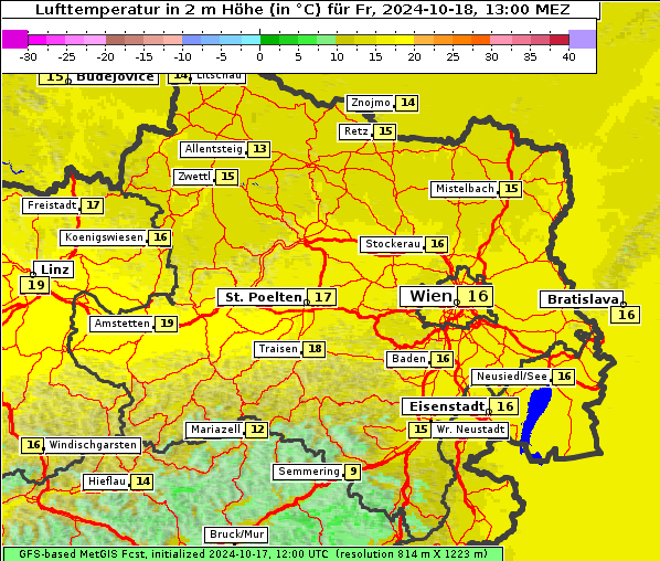 Temperatur, 18. 10. 2024