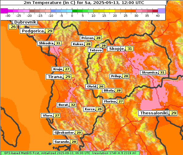 Temperatur, 13. 9. 2025