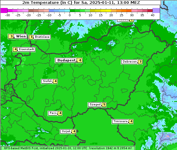 Temperatur, 11. 1. 2025