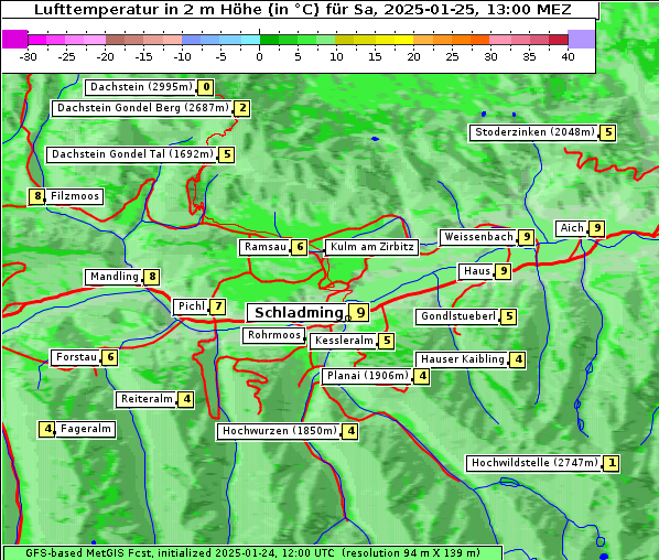 Temperatur, 25. 1. 2025