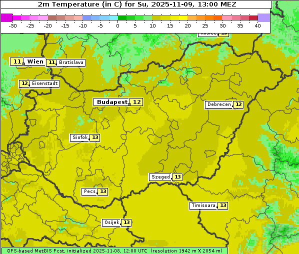 Temperatur, 9. 11. 2025