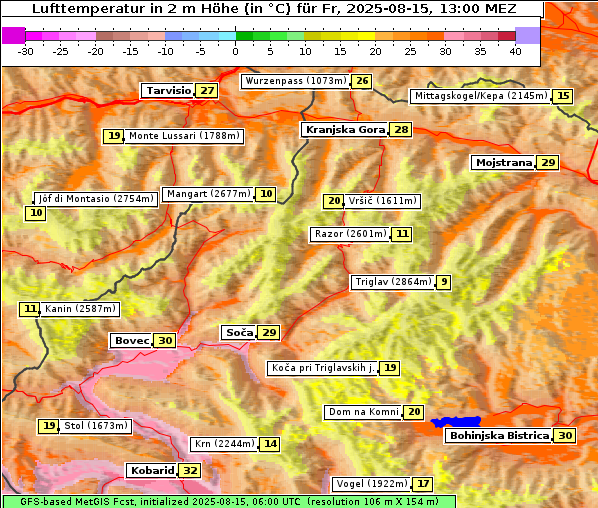 Temperatur, 15. 8. 2025