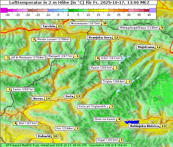 Temperatur, 17. 10. 2025