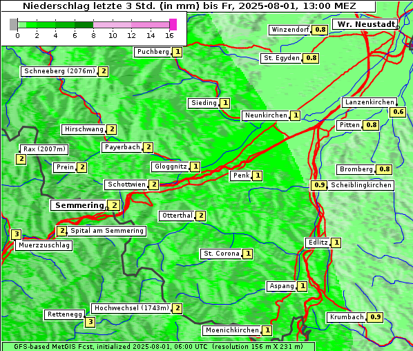 Niederschlag, 1. 8. 2025