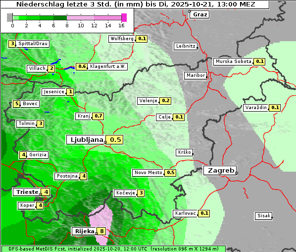 Niederschlag, 21. 10. 2025