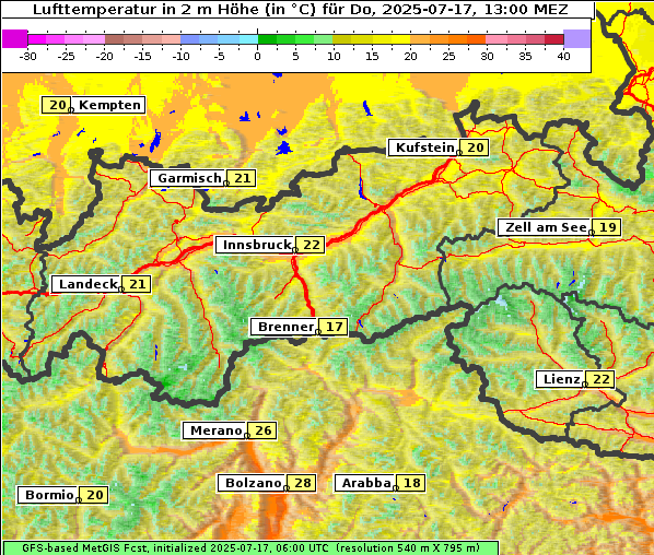 Temperatur, 17. 7. 2025