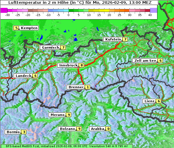 Temperatur, 9. 2. 2026
