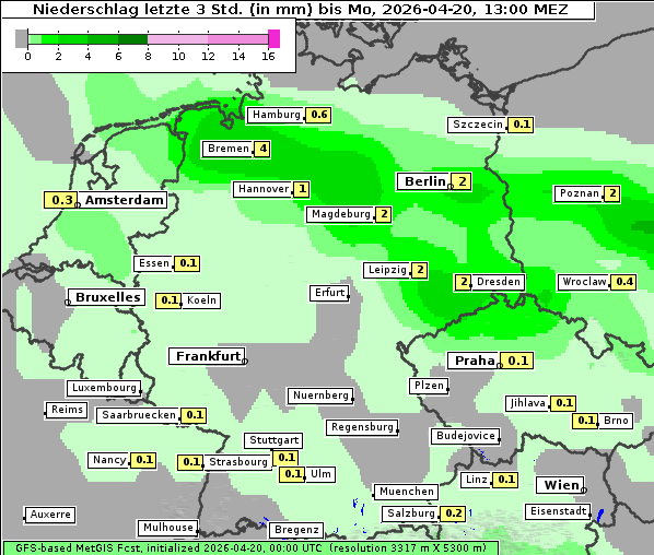 Niederschlag, 20. 4. 2026