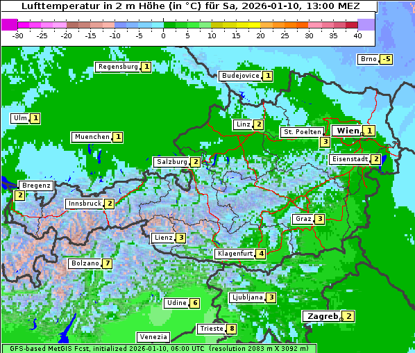 Temperatur, 10. 1. 2026