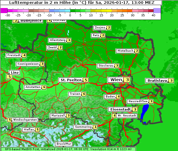 Temperatur, 17. 1. 2026