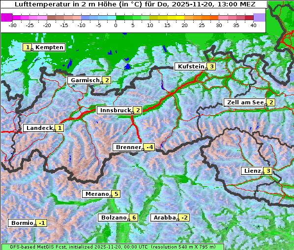 Temperatur, 20. 11. 2025
