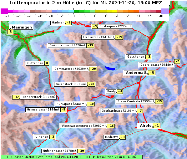 Temperatur, 20. 11. 2024