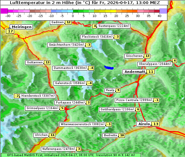 Temperatur, 17. 4. 2026