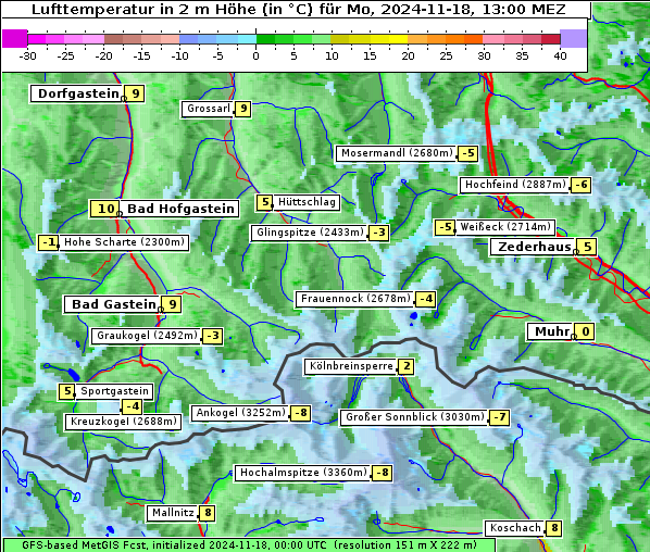 Temperatur, 18. 11. 2024