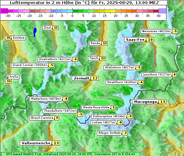 Temperatur, 29. 8. 2025