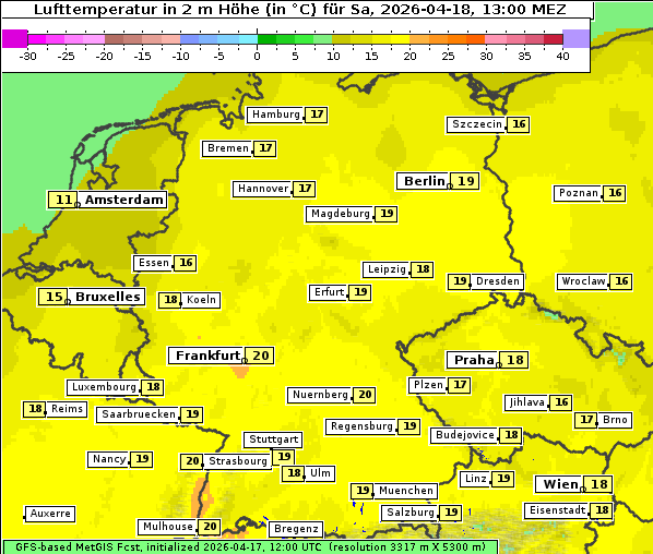 Temperatur, 18. 4. 2026