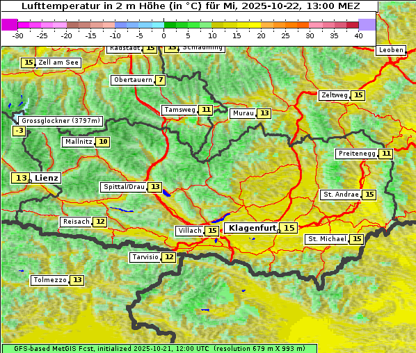 Temperatur, 22. 10. 2025