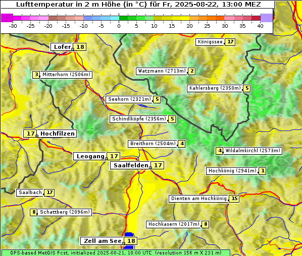 Temperatur, 22. 8. 2025