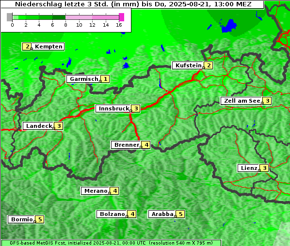 Niederschlag, 21. 8. 2025