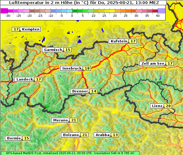Temperatur, 21. 8. 2025