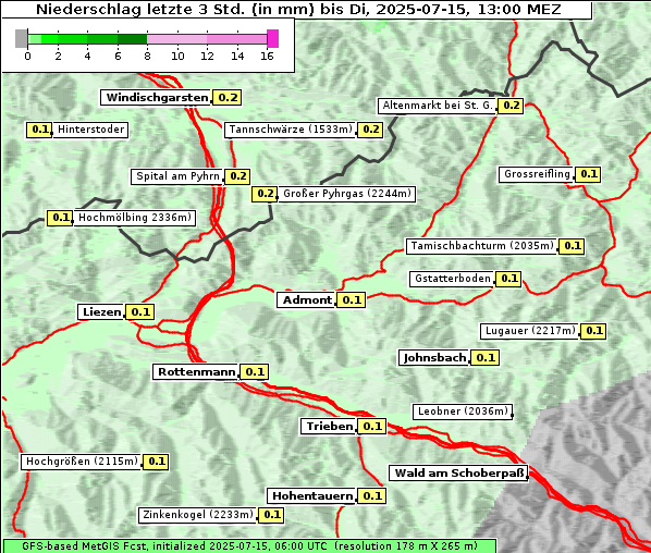 Niederschlag, 15. 7. 2025
