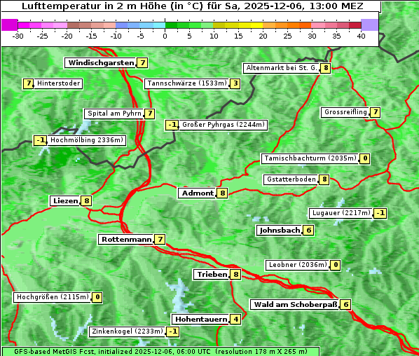 Temperatur, 6. 12. 2025