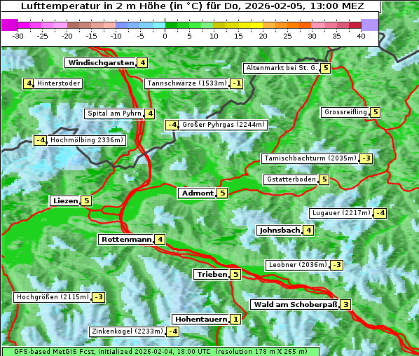 Temperatur, 5. 2. 2026