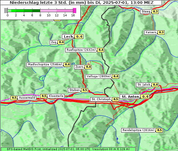 Niederschlag, 1. 7. 2025