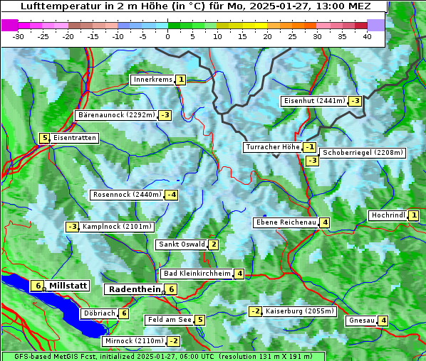 Temperatur, 27. 1. 2025