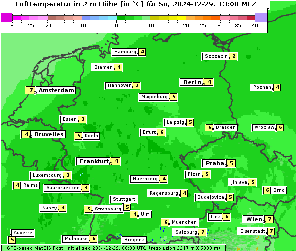 Temperatur, 29. 12. 2024