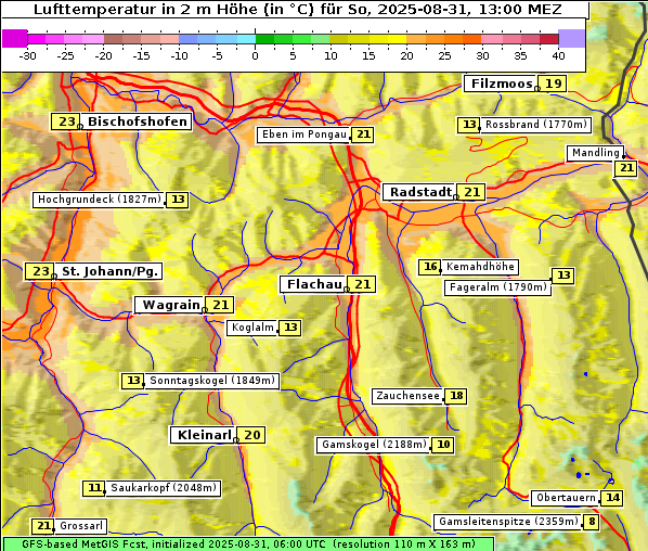 Temperatur, 31. 8. 2025
