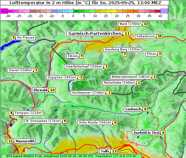 Temperatur, 25. 5. 2025