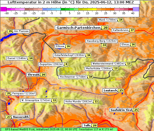 Temperatur, 12. 6. 2025