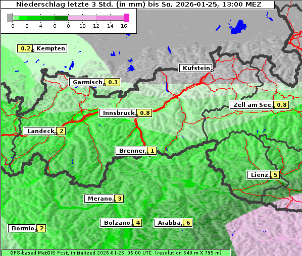Niederschlag, 25. 1. 2026