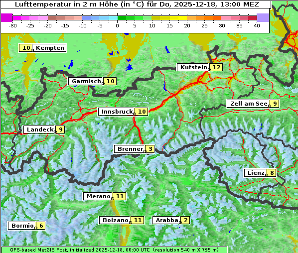 Temperatur, 18. 12. 2025
