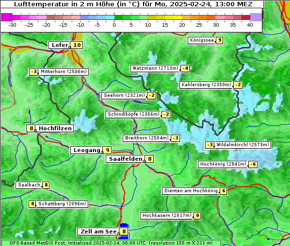 Temperatur, 24. 2. 2025