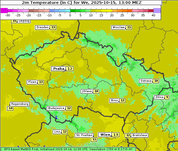 Temperatur, 15. 10. 2025