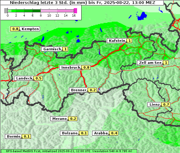 Niederschlag, 22. 8. 2025